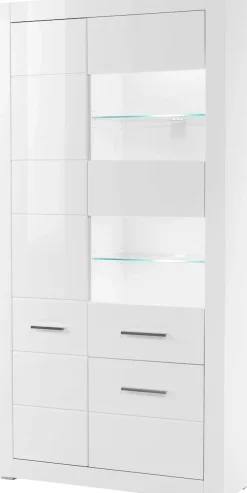 Home affaire Vitrine »Bianco, moderne Standvitrine, Vitrinenschrank, Glasvitrine« silberne Metallgriffe, ausreichend Stauraum, zeitlos, 198 cm hoch