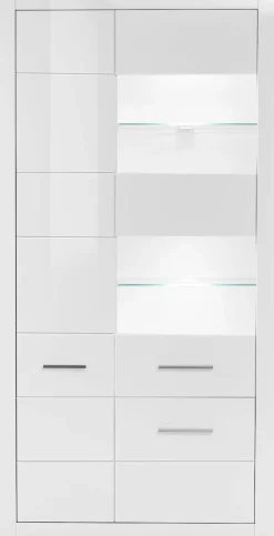 Home affaire Vitrine »Bianco, moderne Standvitrine, Vitrinenschrank, Glasvitrine« silberne Metallgriffe, ausreichend Stauraum, zeitlos, 198 cm hoch