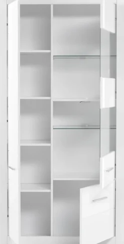 Home affaire Vitrine »Bianco, moderne Standvitrine, Vitrinenschrank, Glasvitrine« silberne Metallgriffe, ausreichend Stauraum, zeitlos, 198 cm hoch