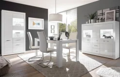 Home affaire Vitrine »Bianco, moderne Standvitrine, Vitrinenschrank, Glasvitrine« silberne Metallgriffe, ausreichend Stauraum, zeitlos, 198 cm hoch