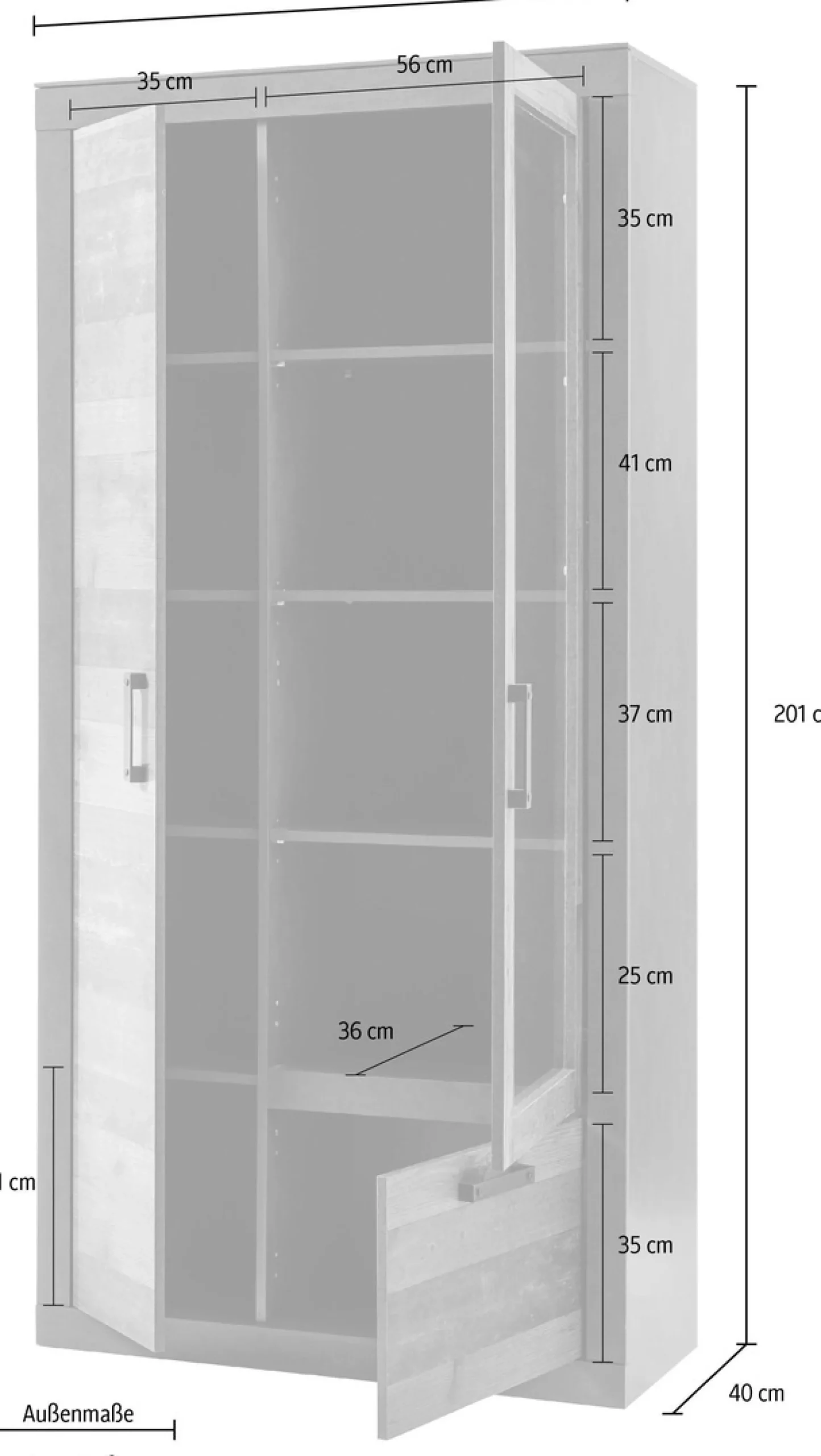 Home affaire Vitrine »BROOKLYN« Höhe ca. 200 cm