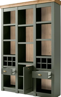 Home affaire Vitrine »Cambridge, Buffet im Landhausstil, moderner Schrank, Hochschrank« schöne Kranzoptik, messingfarbene Metallgriffe, 207 cm hoch