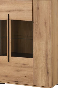 Home affaire Vitrine »Cantara, Vitrinenschrank in Eiche Evoke, Weiß o Kaschmir, Standvitrine« schwarzer Stangengriff, ausreichend Stauraum, vielseitig einsetzbar