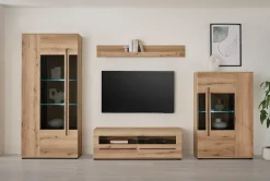 Home affaire Vitrine »Cantara, Vitrinenschrank in Eiche Evoke, Weiß o Kaschmir, Standvitrine« schwarzer Stangengriff, ausreichend Stauraum, vielseitig einsetzbar