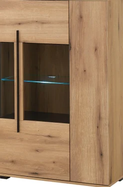 Home affaire Vitrine »Cantara, Vitrinenschrank in Eiche Evoke, Weiß o Kaschmir, Standvitrine« schwarzer Stangengriff, ausreichend Stauraum, vielseitig einsetzbar