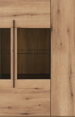 Home affaire Vitrine »Cantara, Vitrinenschrank in Eiche Evoke, Weiß o Kaschmir, Standvitrine« schwarzer Stangengriff, ausreichend Stauraum, vielseitig einsetzbar