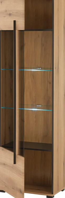Home affaire Vitrine »Cantara, Vitrinenschrank in Eiche Evoke, Weiß o Kaschmir, Standvitrine« schwarzer Stangengriff, ausreichend Stauraum, vielseitig einsetzbar