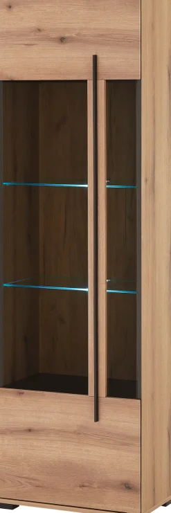 Home affaire Vitrine »Cantara, Vitrinenschrank in Eiche Evoke, Weiß o Kaschmir, Standvitrine« schwarzer Stangengriff, ausreichend Stauraum, vielseitig einsetzbar