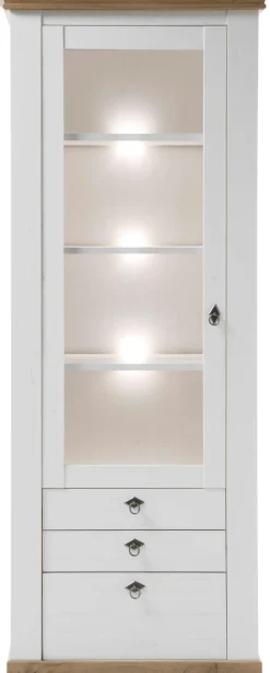 Home affaire Vitrine »Cremona, Hochschrank im Landhausstil, Glasvitrine« Metallgriffe, ausreichend Stauraum, vielseitig einsetzbar, 204 cm hoch