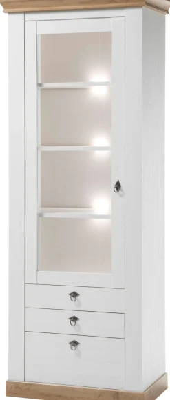 Home affaire Vitrine »Cremona, Hochschrank im Landhausstil, Glasvitrine« Metallgriffe, ausreichend Stauraum, vielseitig einsetzbar, 204 cm hoch