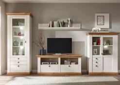 Home affaire Vitrine »Cremona, Hochschrank im Landhausstil, Glasvitrine« Metallgriffe, ausreichend Stauraum, vielseitig einsetzbar, 204 cm hoch