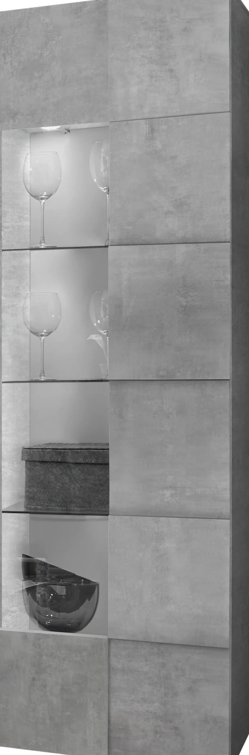 Home affaire Vitrine »Dama Höhe 187 cm, Breite 60 cm, Stauraumvitrine mit 1 Tür,« Standvitrine - Front in 3D-Optik, viel Stauraum, verschiedene Farben