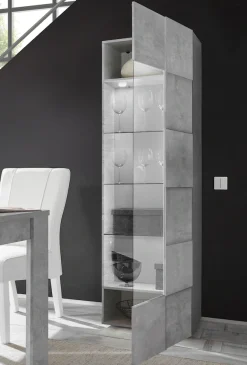 Home affaire Vitrine »Dama Höhe 187 cm, Breite 60 cm, Stauraumvitrine mit 1 Tür,« Standvitrine - Front in 3D-Optik, viel Stauraum, verschiedene Farben