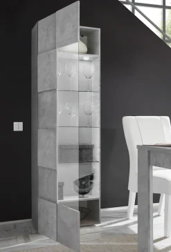 Home affaire Vitrine »Dama Höhe 187 cm, Breite 60 cm, Stauraumvitrine mit 1 Tür,« Standvitrine - Front in 3D-Optik, viel Stauraum, verschiedene Farben
