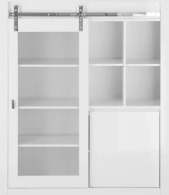 Home affaire Vitrine »Daytona, moderner Hochschrank, Glasvitrine in Weiß Hochglanz« mit Schiebetürenbeschlag in Chrom-Optik, ausreichend Stauraum