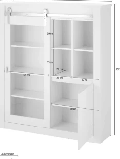 Home affaire Vitrine »Daytona, moderner Hochschrank, Glasvitrine in Weiß Hochglanz« mit Schiebetürenbeschlag in Chrom-Optik, ausreichend Stauraum