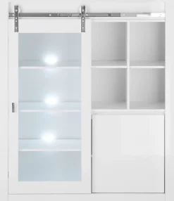 Home affaire Vitrine »Daytona, moderner Hochschrank, Glasvitrine in Weiß Hochglanz« mit Schiebetürenbeschlag in Chrom-Optik, ausreichend Stauraum