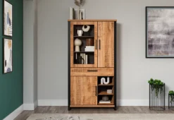 Home affaire Vitrine »Elda« 1 Stk. tlg. Vitrine mit 3 Türen & 1 Vollauszug Schublade - (B/T/H) 106/45/195 cm