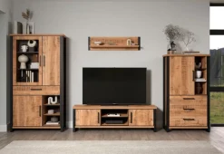 Home affaire Vitrine »Elda« 1 Stk. tlg. Vitrine mit 3 Türen & 1 Vollauszug Schublade - (B/T/H) 106/45/195 cm