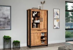 Home affaire Vitrine »Elda« 1 Stk. tlg. Vitrine mit 3 Türen & 1 Vollauszug Schublade - (B/T/H) 106/45/195 cm