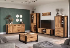 Home affaire Vitrine »Elda« 1 Stk. tlg. Vitrine mit 3 Türen & 1 Vollauszug Schublade - (B/T/H) 106/45/195 cm