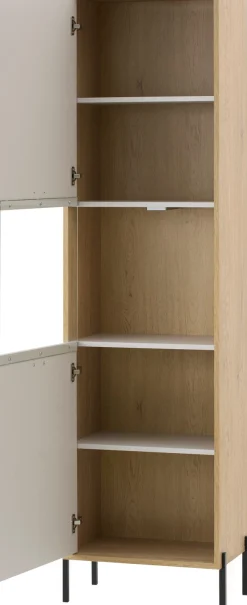 Home affaire Vitrine »Fredericia, moderner Hochschrank,Glasvitrine in Kaschmir, Standvitrine« zeitlos, schwarze Metallgriffe und -füße, ausreichend Stauraum