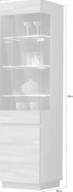 Home affaire Vitrine Höhe 184 cm, Türen aus Massivholz, mit Glaseinsatz