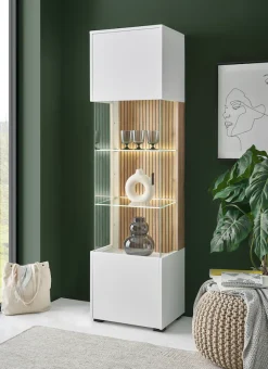 Home affaire Vitrine »Hudson« in moderner Trendfarbe, Griffe aus Metall (Schwarz), Höhe 180 cm