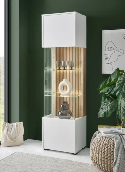 Home affaire Vitrine »Hudson« in moderner Trendfarbe, Griffe aus Metall (Schwarz), Höhe 180 cm
