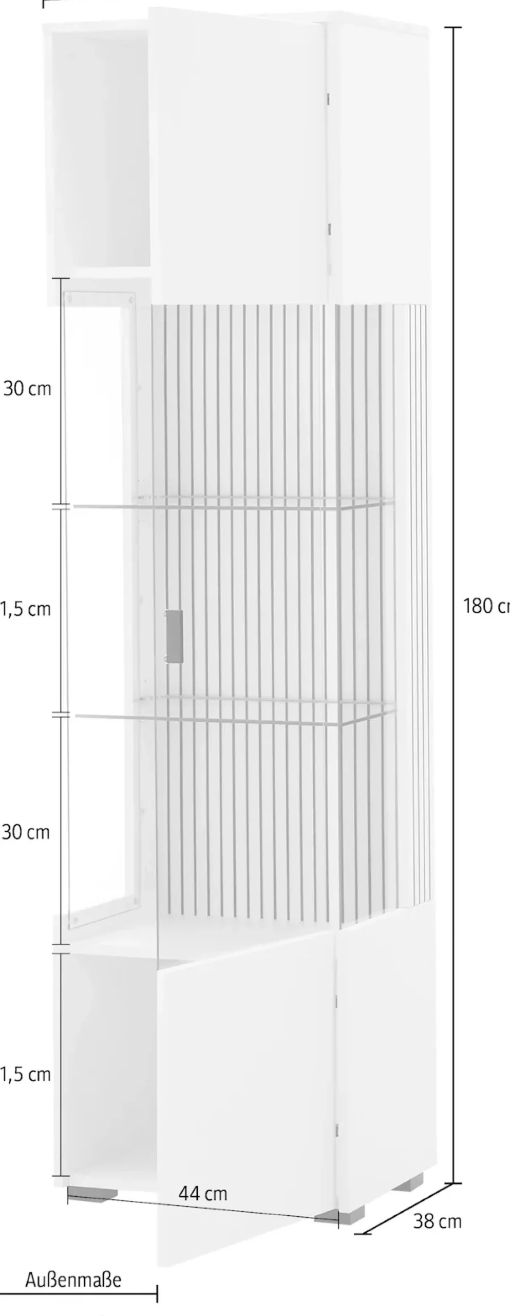 Home affaire Vitrine »Hudson« in moderner Trendfarbe, Griffe aus Metall (Schwarz), Höhe 180 cm