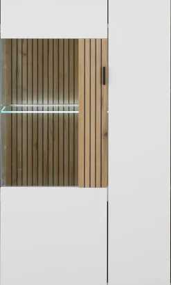Home affaire Vitrine »Hudson, Stauraumvitrine« in moderner Trendfarbe, Griffe aus Metall (Schwarz), Höhe 125 cm