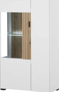 Home affaire Vitrine »Hudson, Stauraumvitrine« in moderner Trendfarbe, Griffe aus Metall (Schwarz), Höhe 125 cm