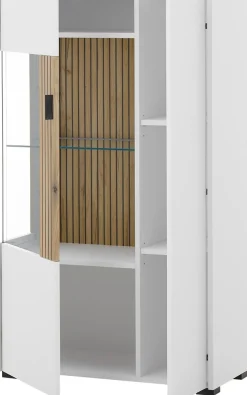 Home affaire Vitrine »Hudson, Stauraumvitrine« in moderner Trendfarbe, Griffe aus Metall (Schwarz), Höhe 125 cm