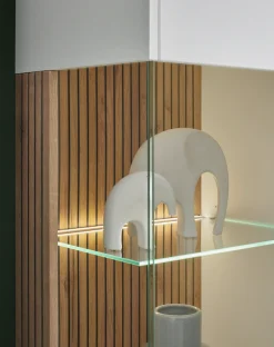 Home affaire Vitrine »Hudson, Stauraumvitrine« in moderner Trendfarbe, Griffe aus Metall (Schwarz), Höhe 125 cm