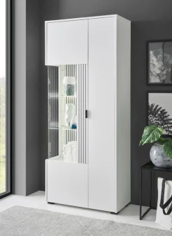 Home affaire Vitrine »Hudson, Stauraumvitrine« in moderner Trendfarbe, Griffe aus Metall (Schwarz), Höhe 180 cm