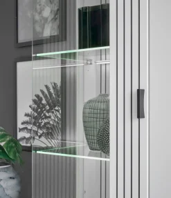 Home affaire Vitrine »Hudson, Stauraumvitrine« in moderner Trendfarbe, Griffe aus Metall (Schwarz), Höhe 180 cm