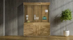 Home affaire Vitrine »Laima« Breite 140 cm, teilmassiv, mit Glastüren
