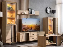 Home affaire Vitrine »LAVAL Vitrinenschrank, Glasschrank, Standvitrine, Highboard/Sideboard« Türen, 4 Einlegeböden, 5 Fächer, Gesamtmaße (B/T/H): 54,5/40/192,5 cm