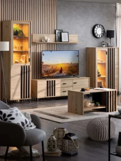 Home affaire Vitrine »LAVAL Vitrinenschrank, Glasschrank, Standvitrine, Highboard/Sideboard« Türen, 4 Einlegeböden, 5 Fächer, Gesamtmaße (B/T/H): 54,5/40/192,5 cm