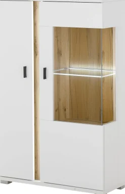 Home affaire Vitrine »LONG ISLAND, Stauraumvitrine« 1 Stk. tlg. in moderner Trendfarbe,inklusive senkrechter Beleuchtung,Breite 80 cm