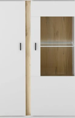 Home affaire Vitrine »LONG ISLAND, Stauraumvitrine« 1 Stk. tlg. in moderner Trendfarbe,inklusive senkrechter Beleuchtung,Breite 80 cm