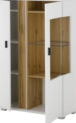 Home affaire Vitrine »LONG ISLAND, Stauraumvitrine« 1 Stk. tlg. in moderner Trendfarbe,inklusive senkrechter Beleuchtung,Breite 80 cm