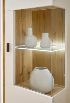 Home affaire Vitrine »LONG ISLAND, Stauraumvitrine« 1 Stk. tlg. in moderner Trendfarbe,inklusive senkrechter Beleuchtung,Breite 80 cm
