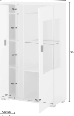 Home affaire Vitrine »LONG ISLAND, Stauraumvitrine« 1 Stk. tlg. in moderner Trendfarbe,inklusive senkrechter Beleuchtung,Breite 80 cm