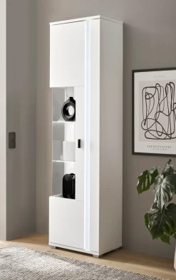 Home affaire Vitrine »LONG ISLAND« 1 Stk. tlg. in moderner Trendfarbe,inklusive senkrechter Beleuchtung,Breite 55 cm