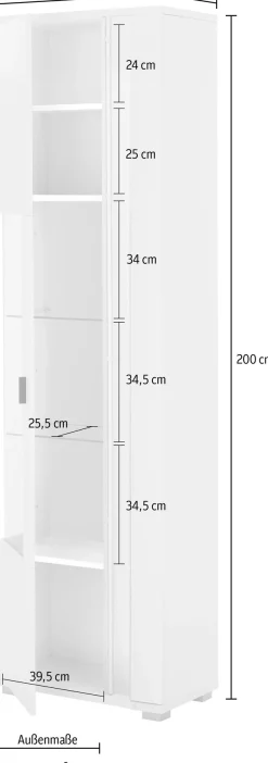Home affaire Vitrine »LONG ISLAND« 1 Stk. tlg. in moderner Trendfarbe,inklusive senkrechter Beleuchtung,Breite 55 cm