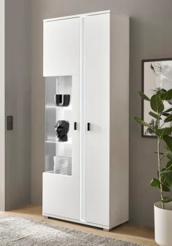 Home affaire Vitrine »LONG ISLAND, Stauraumvitrine« 1 Stk. tlg. in moderner Trendfarbe,inklusive senkrechter Beleuchtung,Breite 80 cm