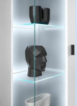 Home affaire Vitrine »LONG ISLAND, Stauraumvitrine« 1 Stk. tlg. in moderner Trendfarbe,inklusive senkrechter Beleuchtung,Breite 80 cm