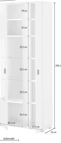 Home affaire Vitrine »LONG ISLAND, Stauraumvitrine« 1 Stk. tlg. in moderner Trendfarbe,inklusive senkrechter Beleuchtung,Breite 80 cm