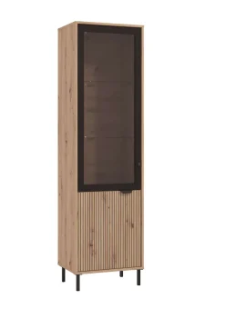 Home affaire Vitrine »Mayenne Vitrinenschrank, Standvitrine, Showcase, B/H: 54,5/195 cm« Holztür mit Rillen-Optik, Glastür, Modernes Design